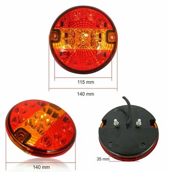 14cm Rond Hamburger LED Achterlicht