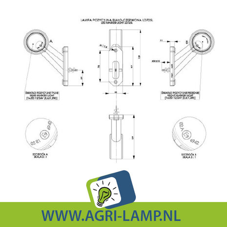 breedtelamp led recht rond kort