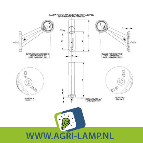 breedtelamp led recht rond kort