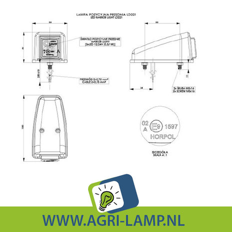 LED, toplamp, wit, vrachtwagen, trekker