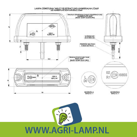 nummerplaatverlichting led multivolt rood 